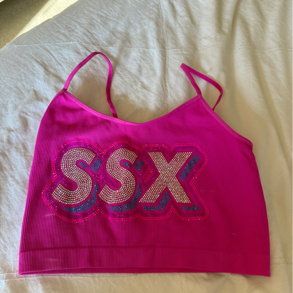 SSX Raleigh rhinestone crop tank
